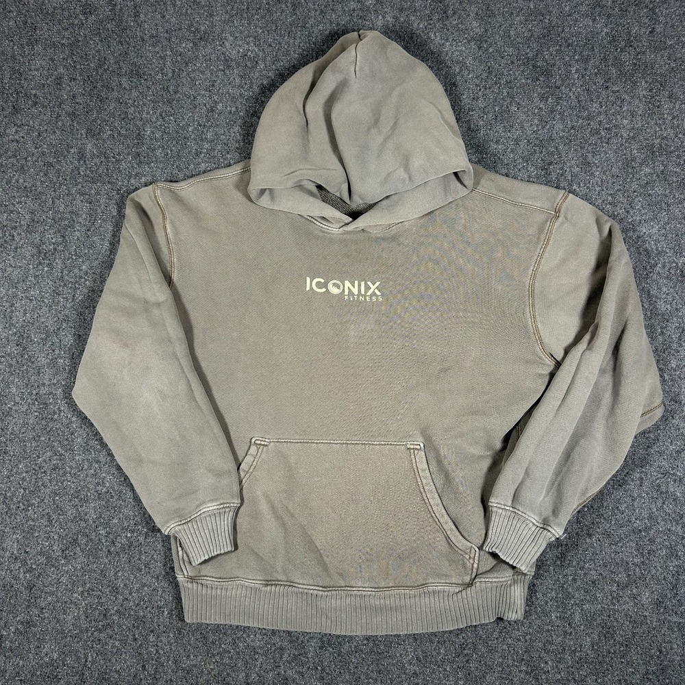 Elwood Core Hoodie Mens Small Green Faded Pullover Sweatshirt #3458